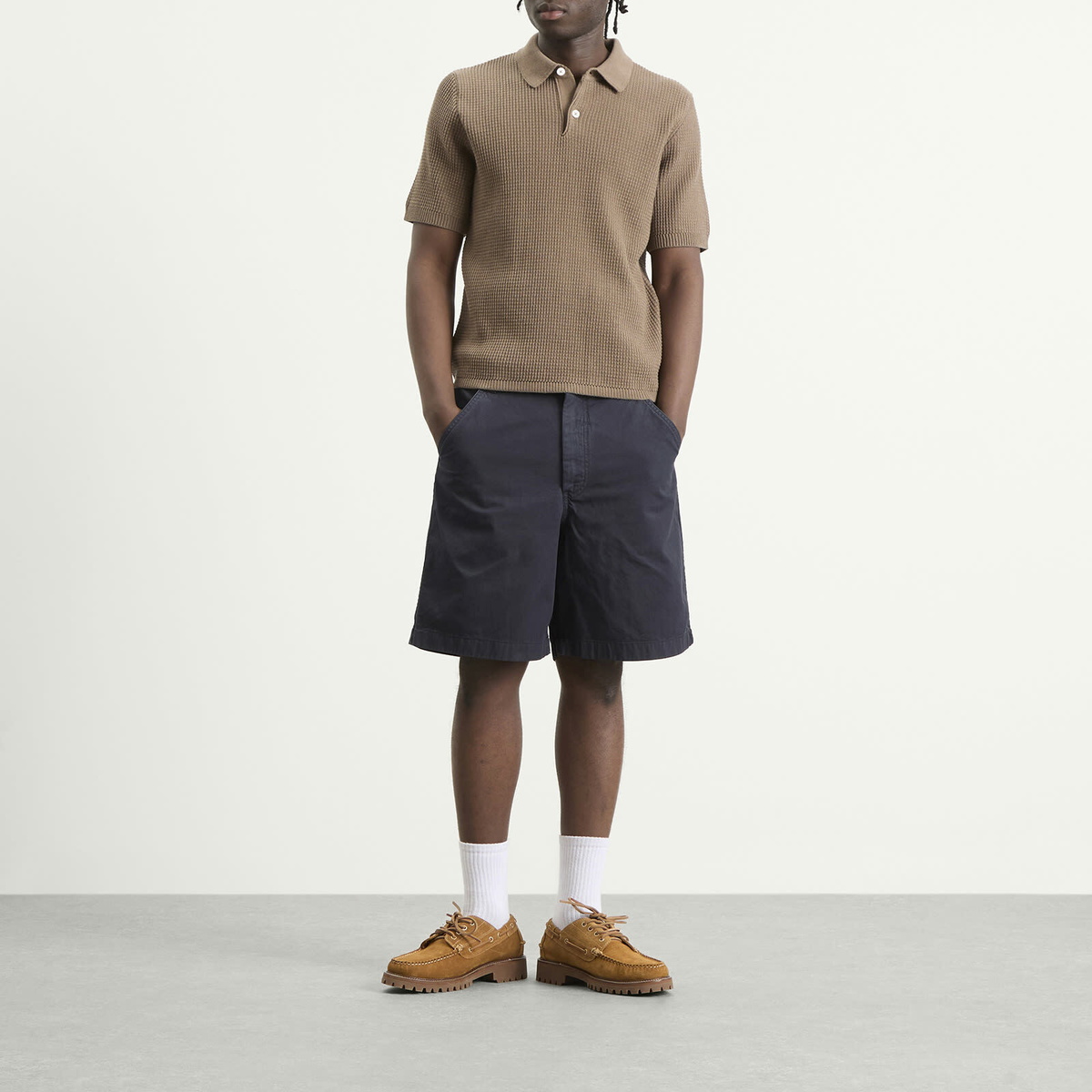 Norse Projects Men's Anholt Cotton Crepe Polo in Walnut