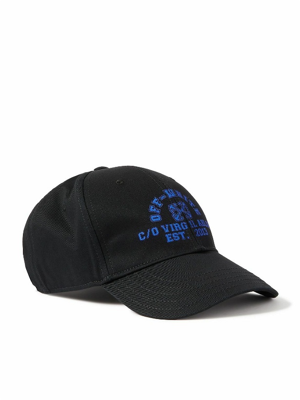 Photo: Off-White - Logo-Print Cotton-Twill Baseball Cap - Blue
