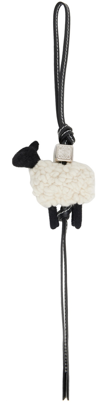 Loewe Black & Off-White Sheep Charm Keychain Loewe