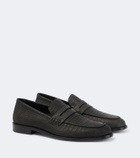 Manolo Blahnik Croc-effect leather penny loafers