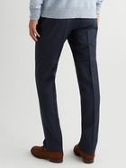 Kingsman - Straight-Leg Pleated Checked Mohair and Wool-Blend Suit Trousers - Blue