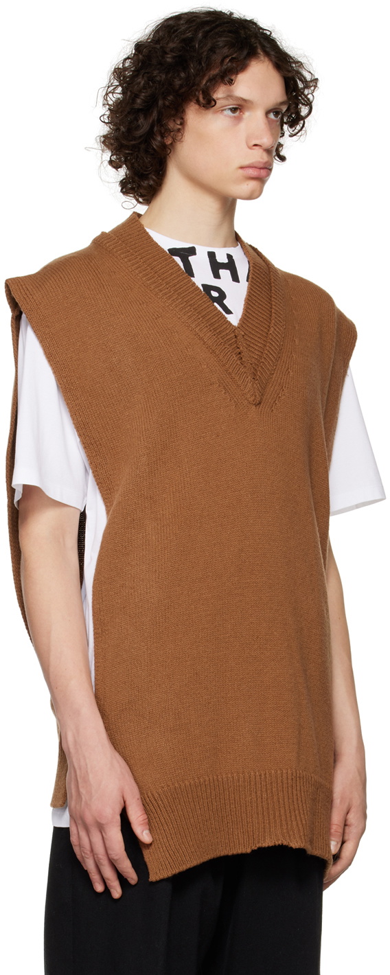 メンズウェア EMBLEM V-NECK KNIT VEST - BROWN EMBLEM V-NECK KNIT VEST - BROWN