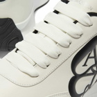 Alexander McQueen Men's Seal Logo Vintage Runner Sneakers in White/Black