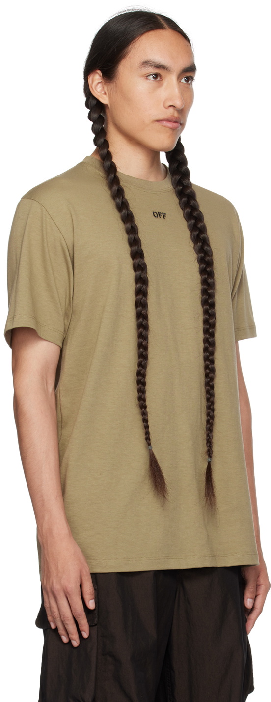 Off-White Khaki Off Stitch T-Shirt Off-White Off-White Khaki Off Stitch T-Shirt Off-White