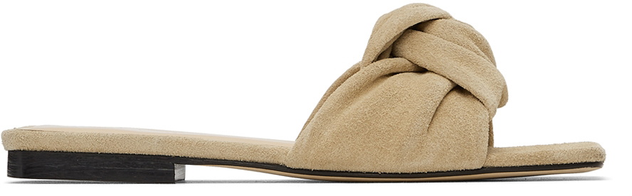 BY FAR Beige Suede Lima Flat Sandals By Far