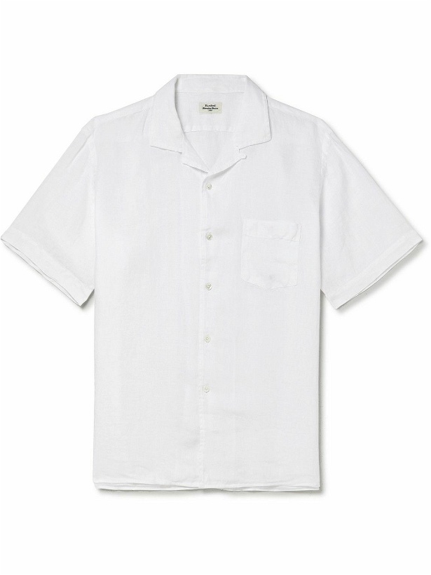 Photo: Hartford - Palm Mc Pat Camp-Collar Linen Shirt - White