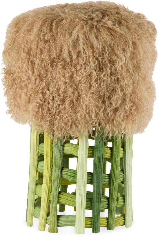 Photo: James Shaw Green & Brown Baroque Sheepskin Stool