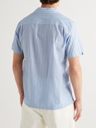 Orlebar Brown - Hibbert Camp-Collar Striped Cotton-Poplin Shirt - Blue