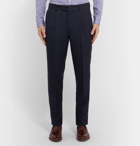 Brunello Cucinelli - Navy Slim-Fit Pinstriped Wool, Linen and Silk-Blend Suit Trousers - Navy