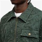 Corridor Men's Floral Embroidered Zip Shirt Jacket in Green
