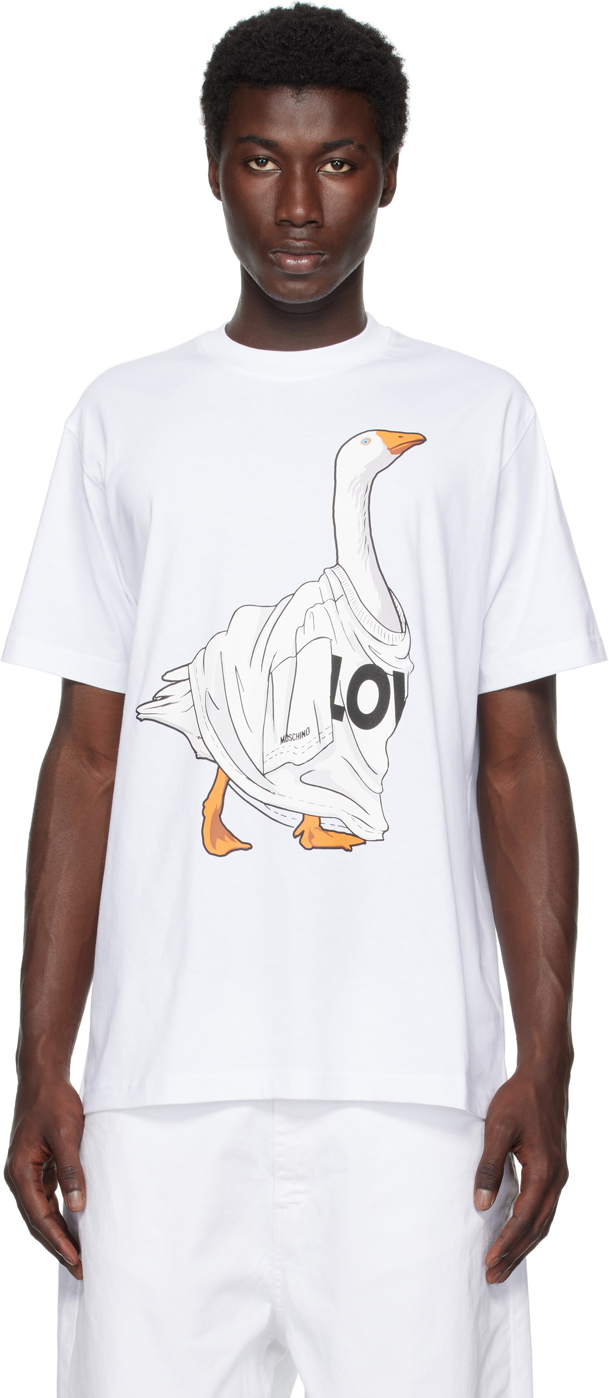Moschino White Goose Organic Cotton T-Shirt