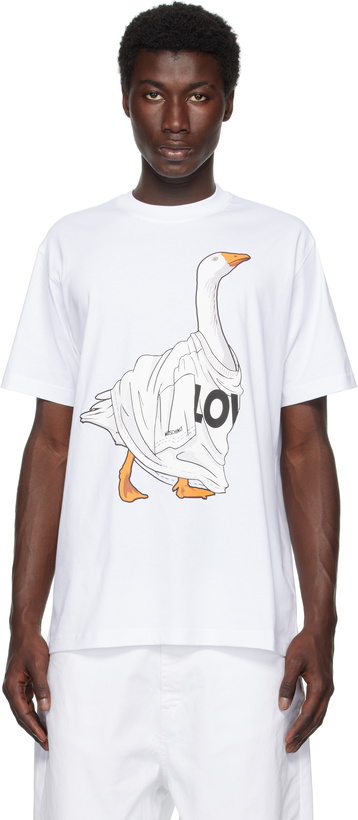 Photo: Moschino White Goose Organic Cotton T-Shirt