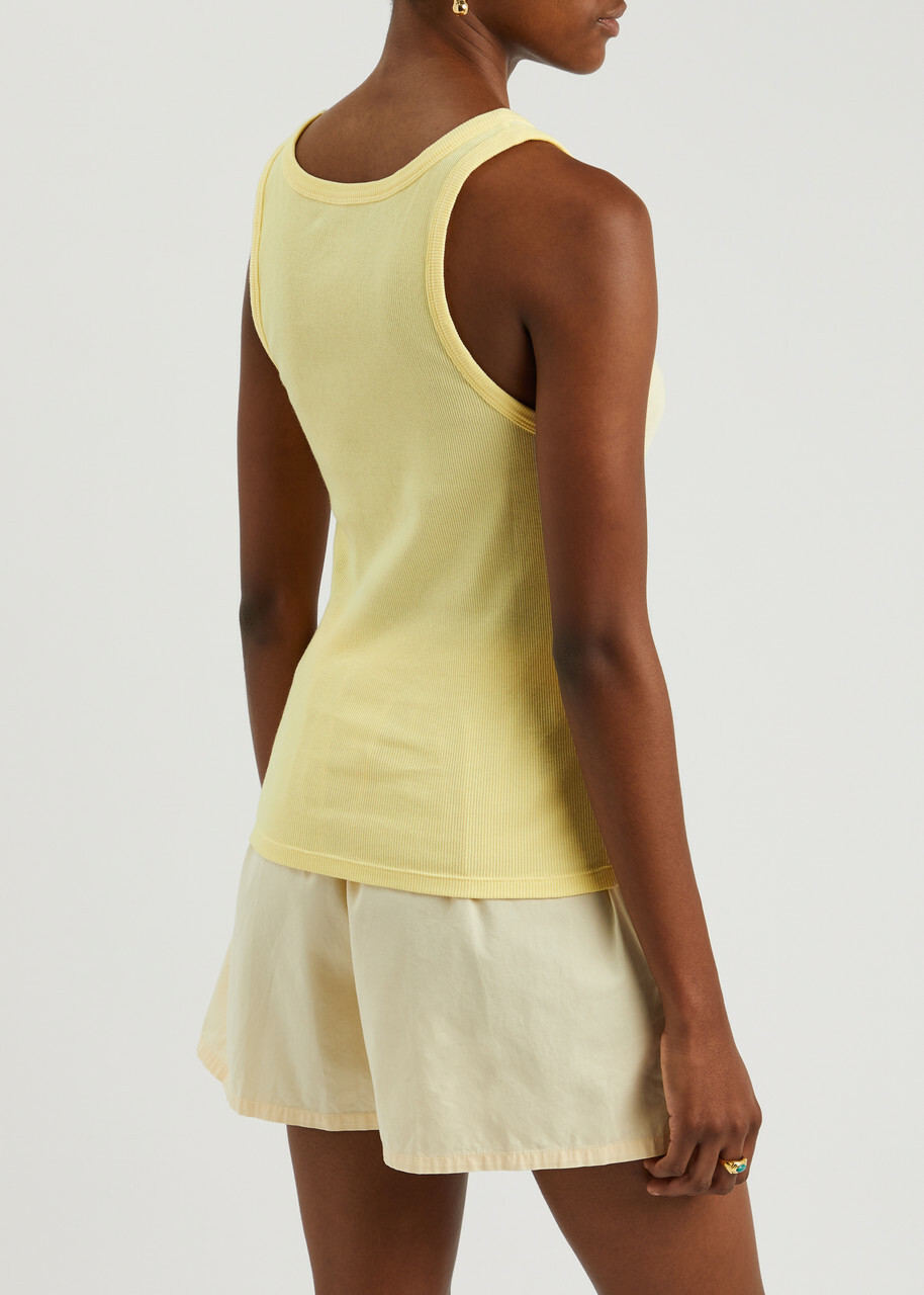 Colorful Standard Ribbed Stretch-cotton Tank Yellow