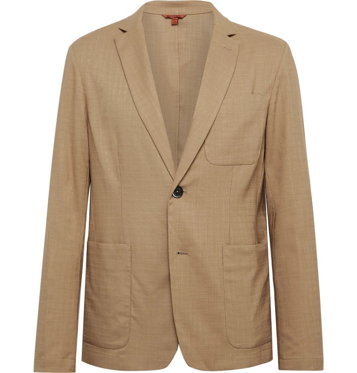 Photo: Barena - Tan Borgo Unstructured Woven Suit Jacket - Brown