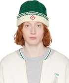 Casablanca Green & Off-White Cable Stitch Beanie