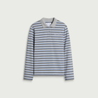 Samsøe Samsøe Women's x Madeline Argy Sadover Long Sleeve Polo in Grey/Blue Stripe