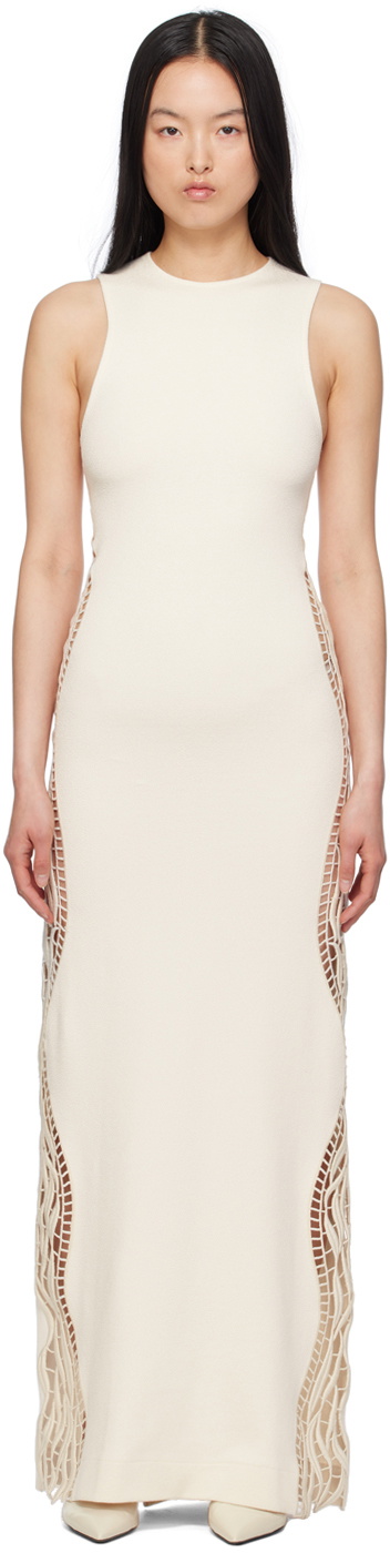 knee length dresses for ladies Black & White Lace Contrast Maxi Dress