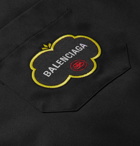 Balenciaga - Oversized Logo-Appliquéd Cotton-Blend Twill Shirt - Black