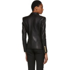 Pierre Balmain Black Leather Double-Breasted Blazer