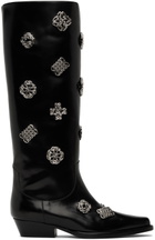 Toga Pulla SSENSE Exclusive Black Leather Embellished Tall Boots
