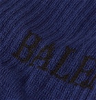 Balenciaga - Logo-Intarsia Ribbed Stretch Cotton-Blend Socks - Blue