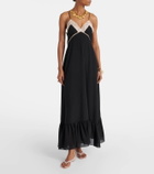 Chloé Lace-trimmed silk chiffon midi dress