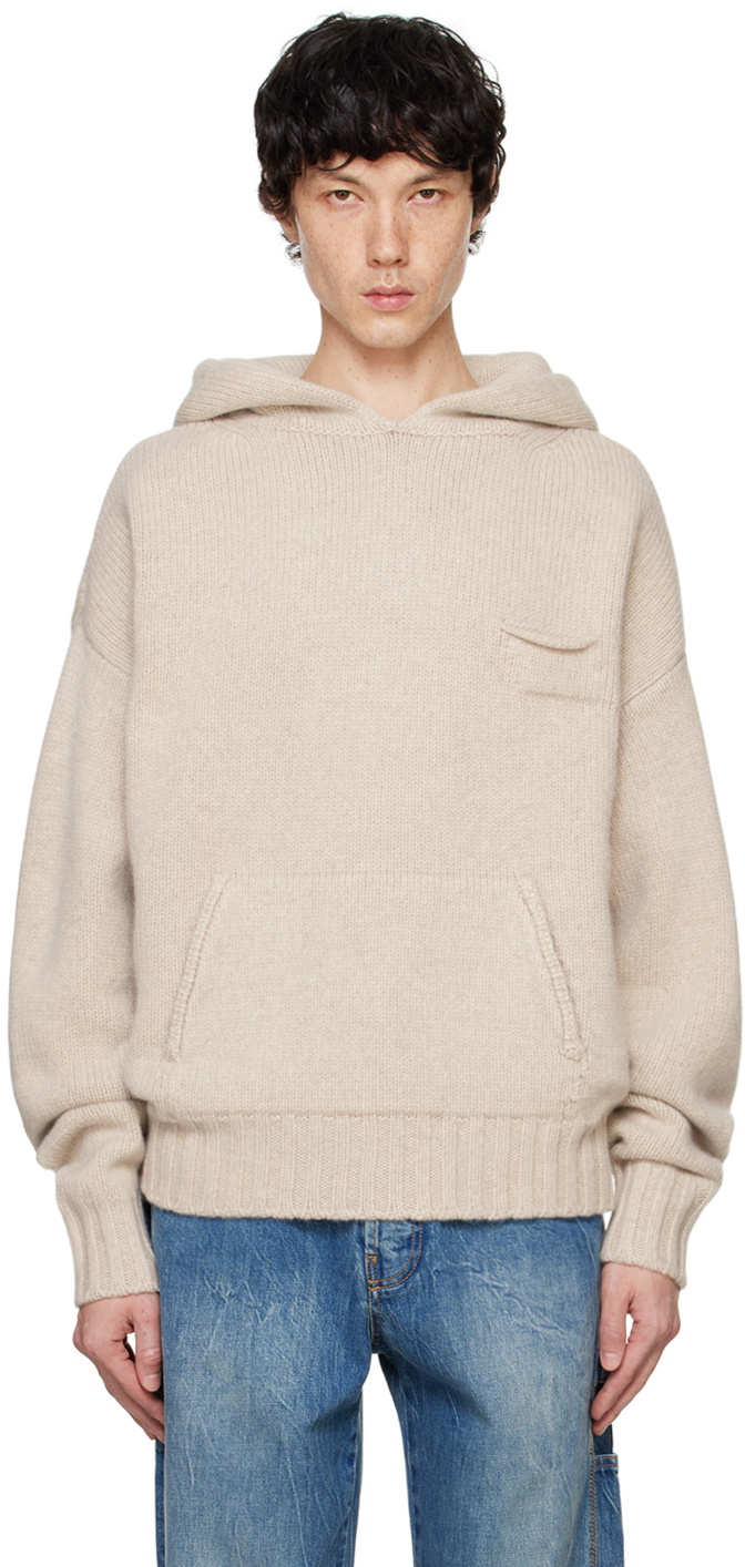 le PÈRE Beige Knitted Hoodie