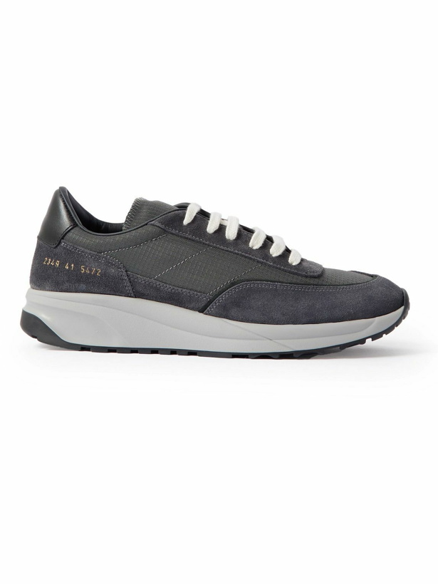 Photo: Common Projects - Track 80 Leather-Trimmed Suede and Ripstop Sneakers - Gray