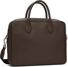 BOSS Brown Logo Lettering Grained Briefcase