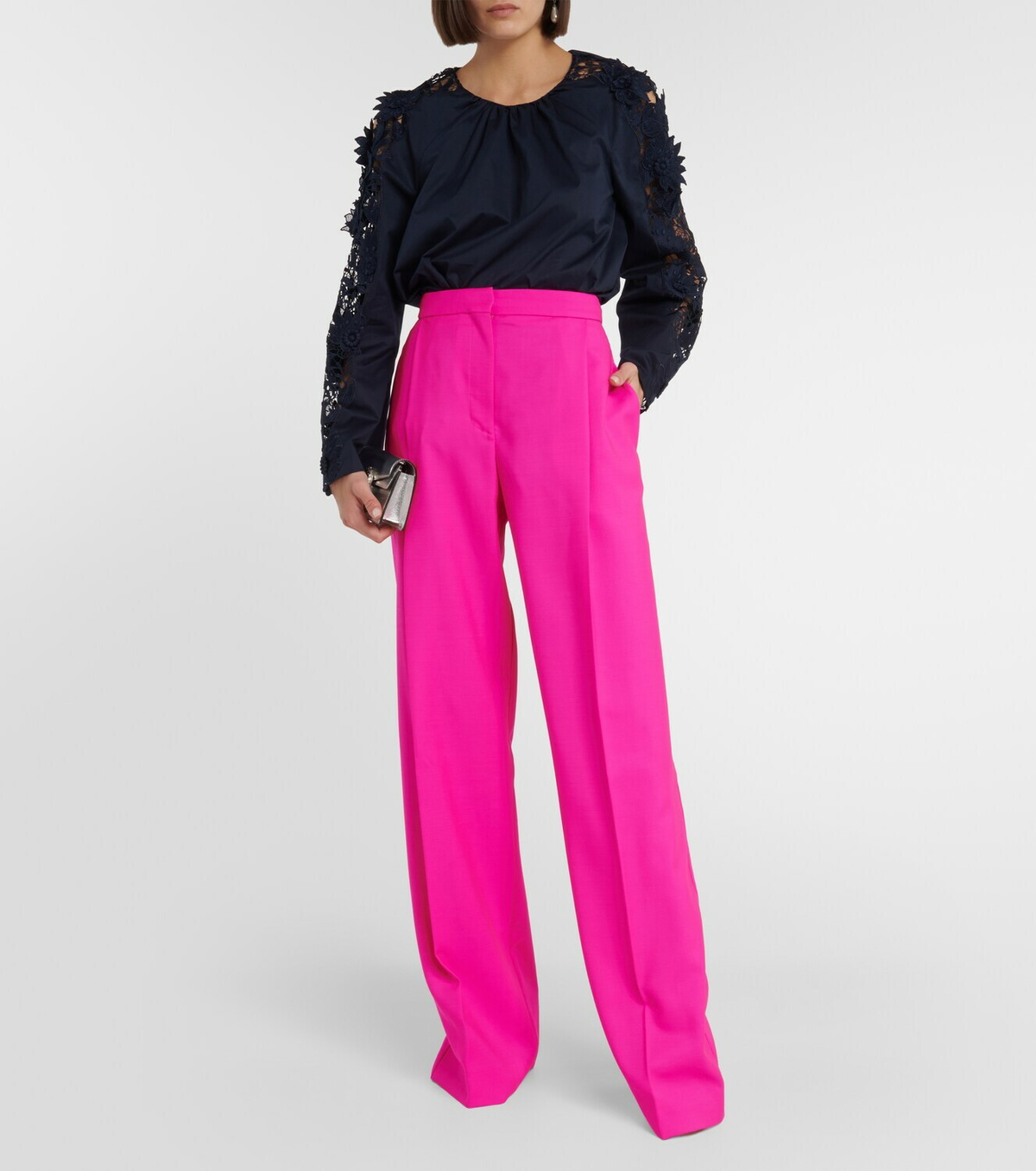 Oscar de la Renta Pleated high-rise wool and mohair pants