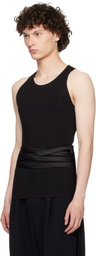 AARON ESH Black Satin Tie Jersey Tank Top