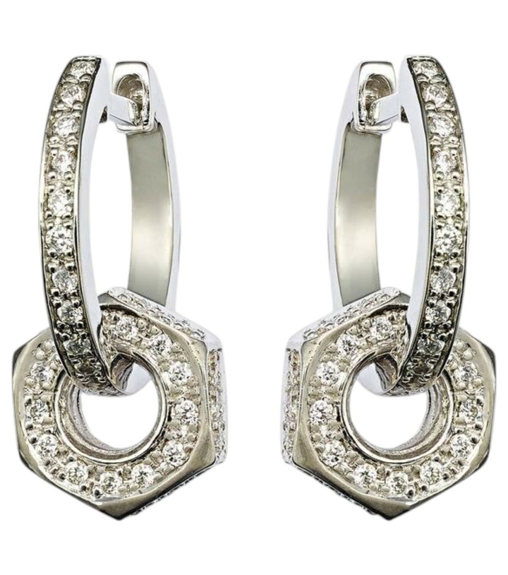 Photo: Ileana Makri Nut 18kt white gold hoop earrings with diamonds