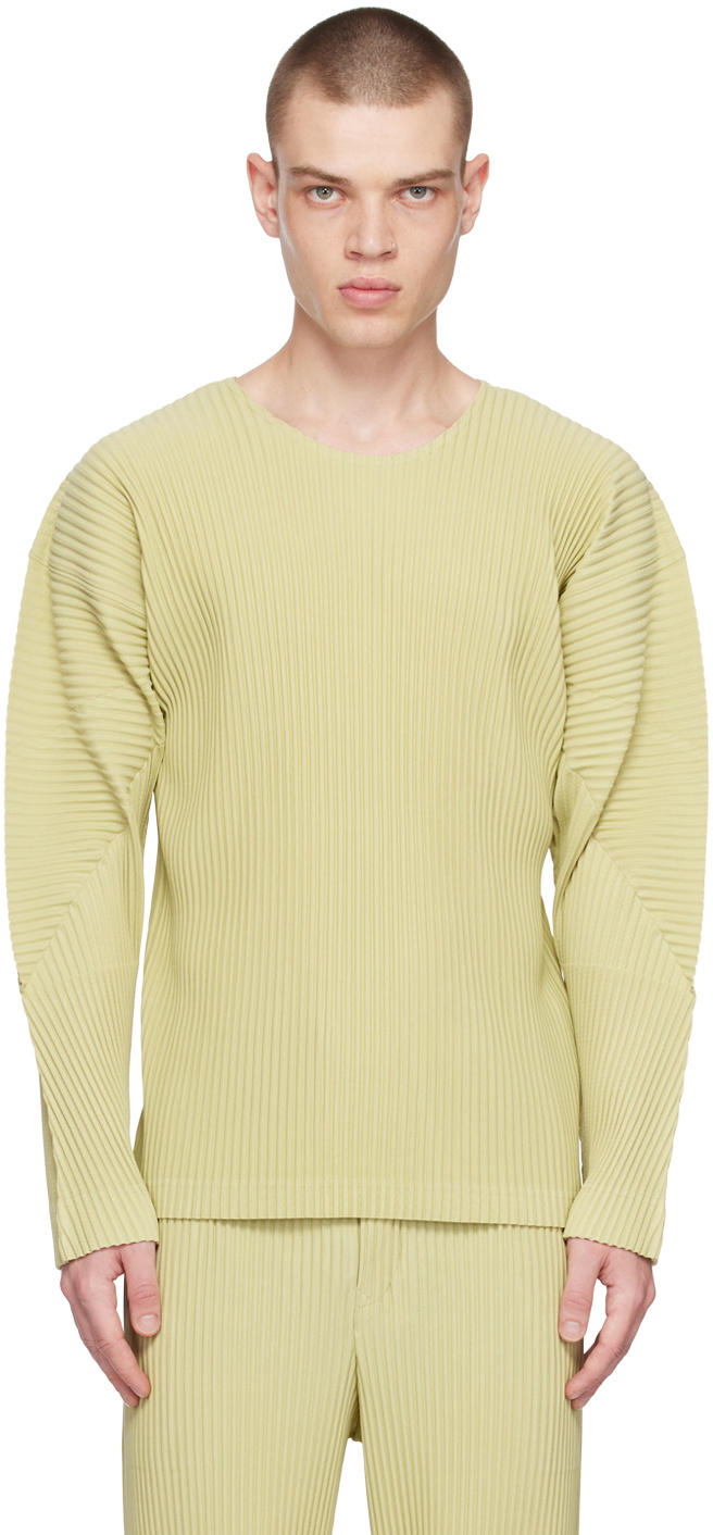 Homme Plissé Issey Miyake Green Stem Long Sleeve T-Shirt