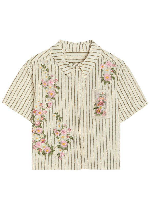 Photo: Agua BY Agua Bendita Virtuosa Embroidered Cotton-blend Shirt Multicoloured