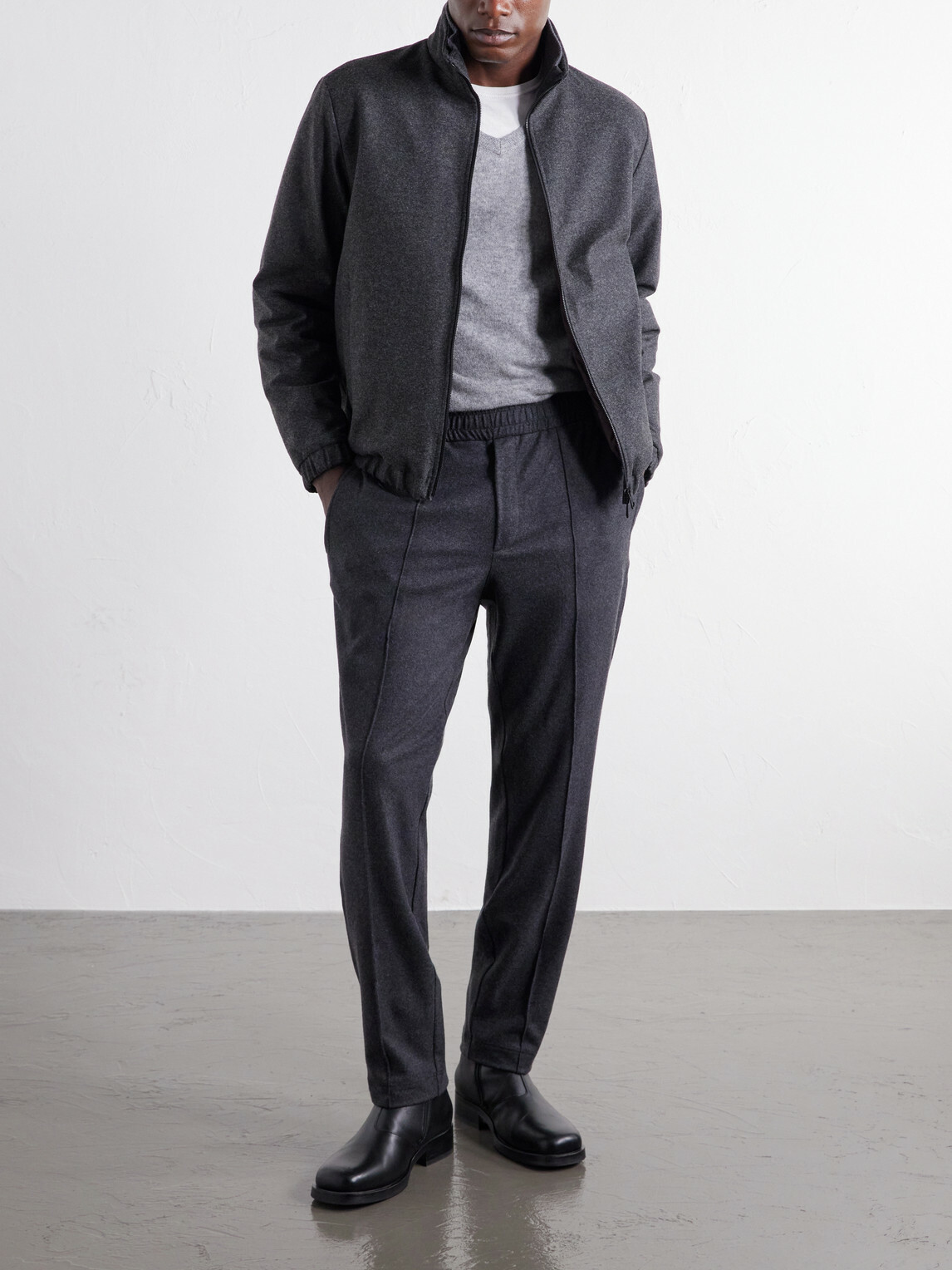 Moncler - Straight-Leg Mélange Stretch-Flannel Sweatpants - Gray