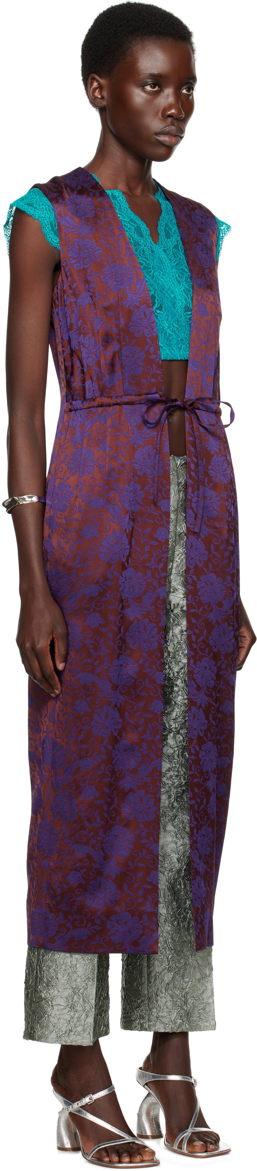 Dries Van Noten Burgundy Drawstring Vest