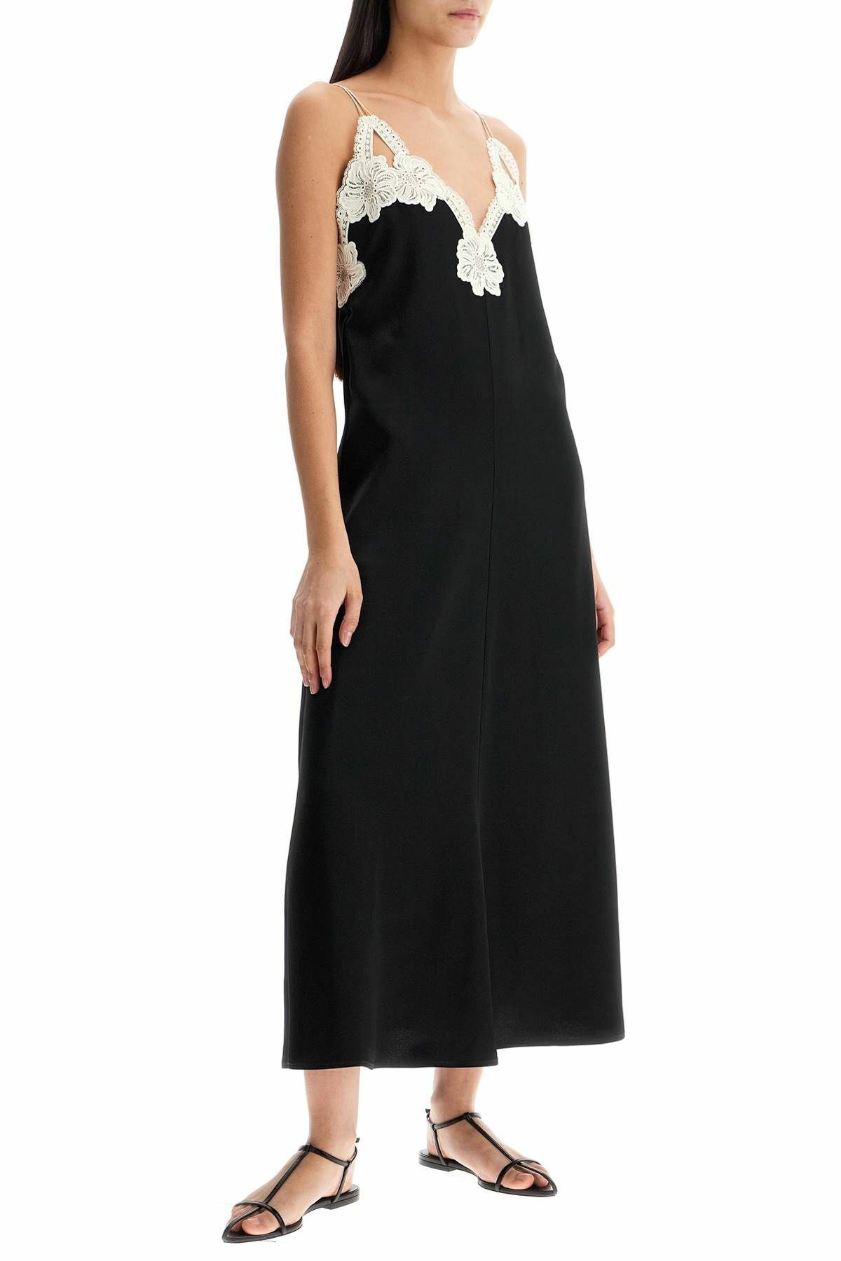 JIL SANDER lace-trimmed slip dress with Black Jil Sander