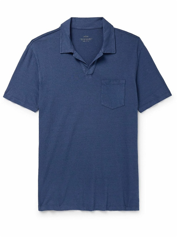 Photo: Altea - Dennis Cotton and Linen-Blend Polo Shirt - Blue