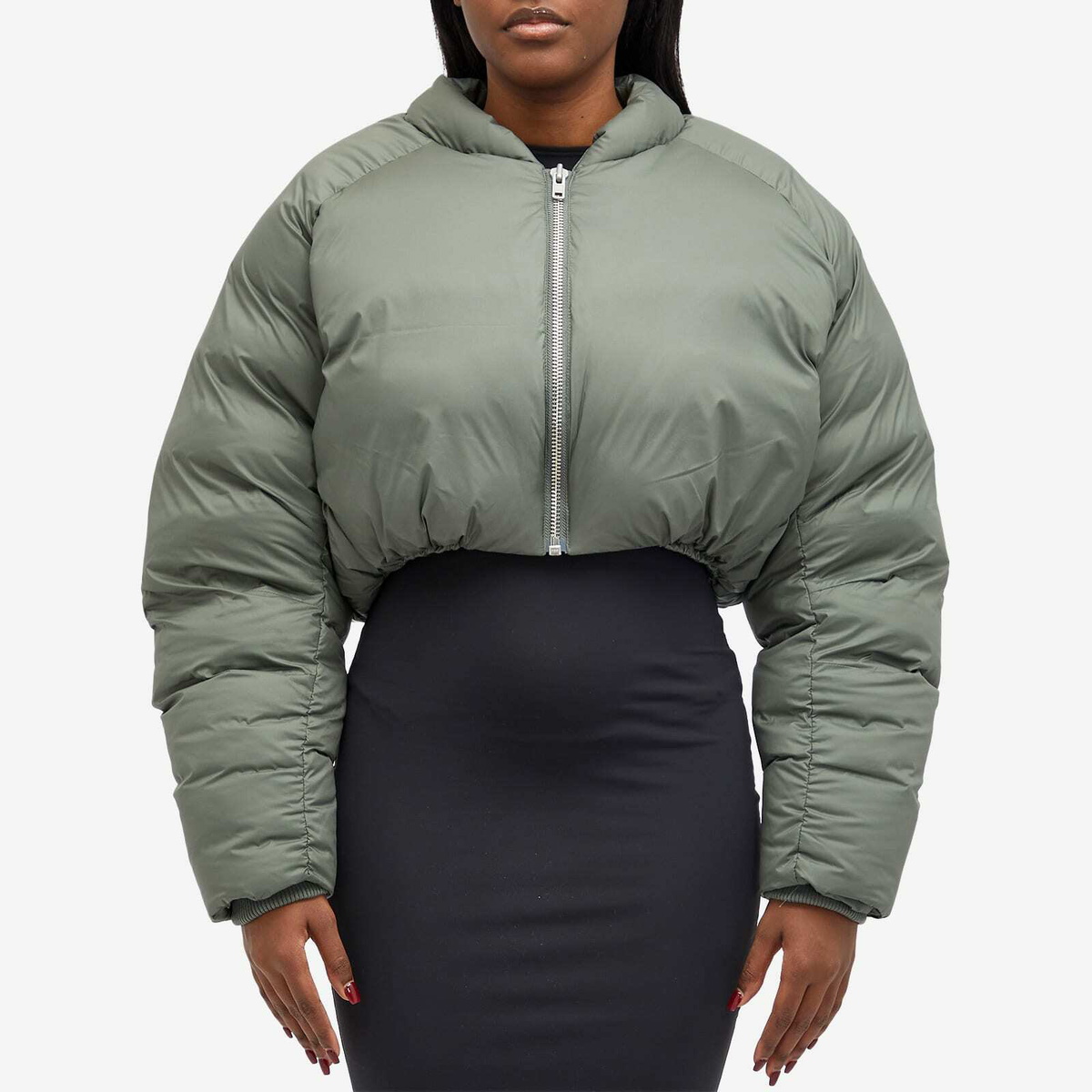 Entire Studios Women's Cropped Pillow Bomber Jacket in Moss