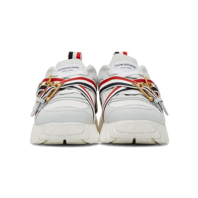 Thom Browne White Strap Raised Running Sneakers Thom Browne
