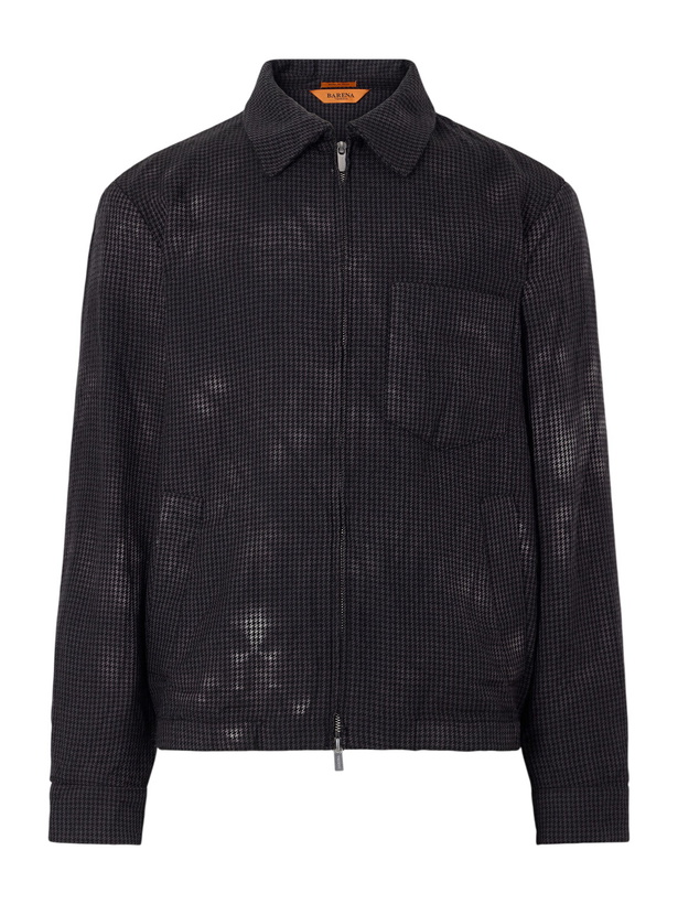 Photo: Barena - Garment-Dyed Houndstooth Wool Blouson Jacket - Black