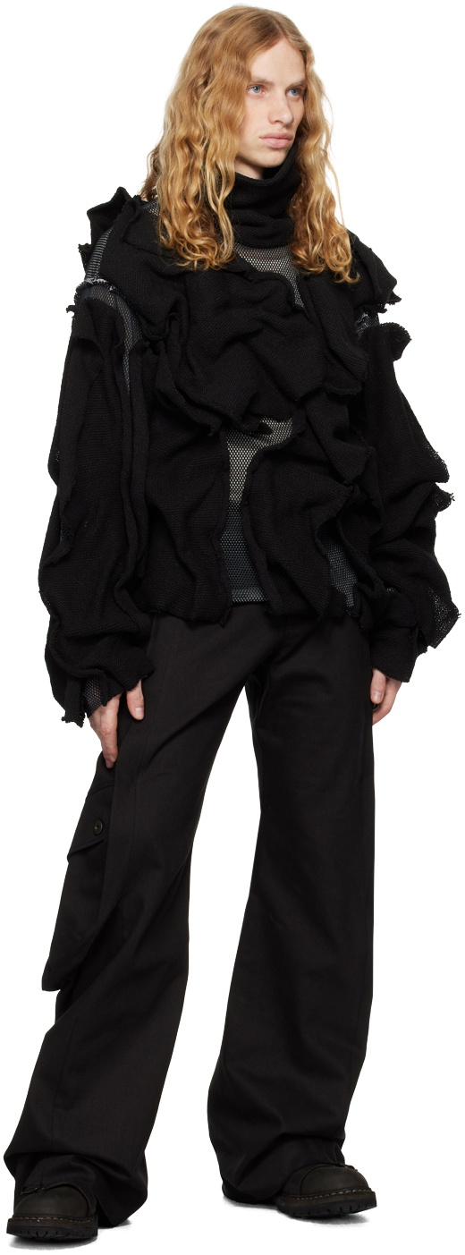 CARNET-ARCHIVE Black Peel-Off Knit Turtleneck