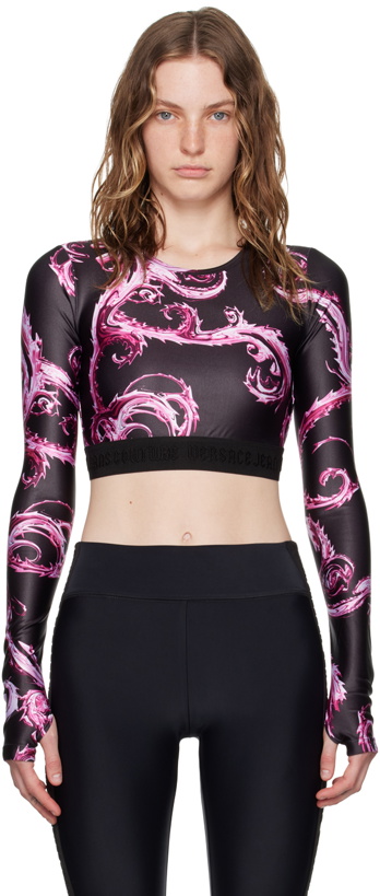 Photo: Versace Jeans Couture Black & Pink Chromo Couture Long Sleeve T-Shirt