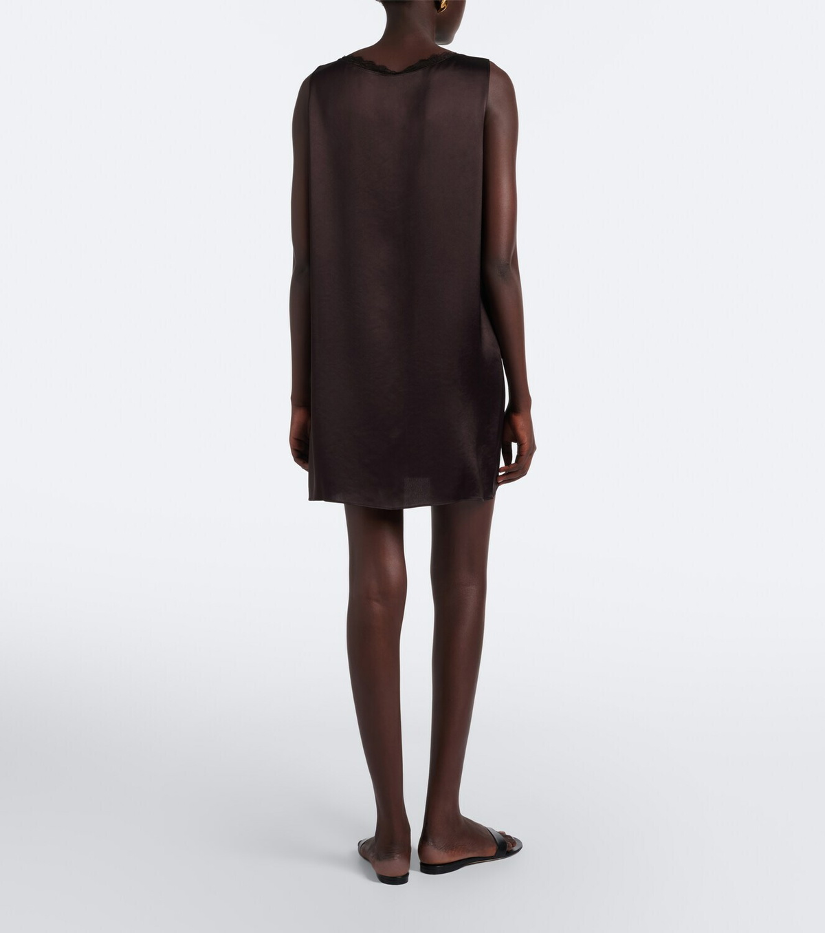 Leset Barb lace-trimmed satin minidress