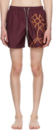 Vivienne Westwood Burgundy Line Orb Swim Shorts