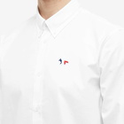 Maison Kitsuné Men's Tricolor Fox Patch Classic Shirt in White