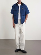 Sacai - Carhartt WIP Logo-Appliquéd Corduroy-Trimmed Cotton-Canvas Shirt - Blue