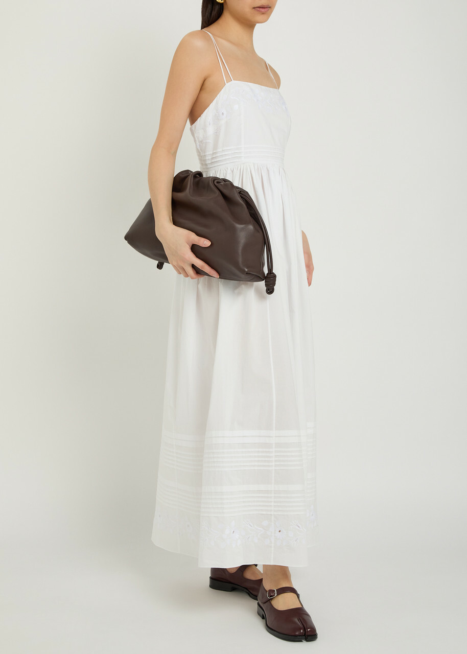 Bode Chamomile Pintucked Cotton Midi Dress White