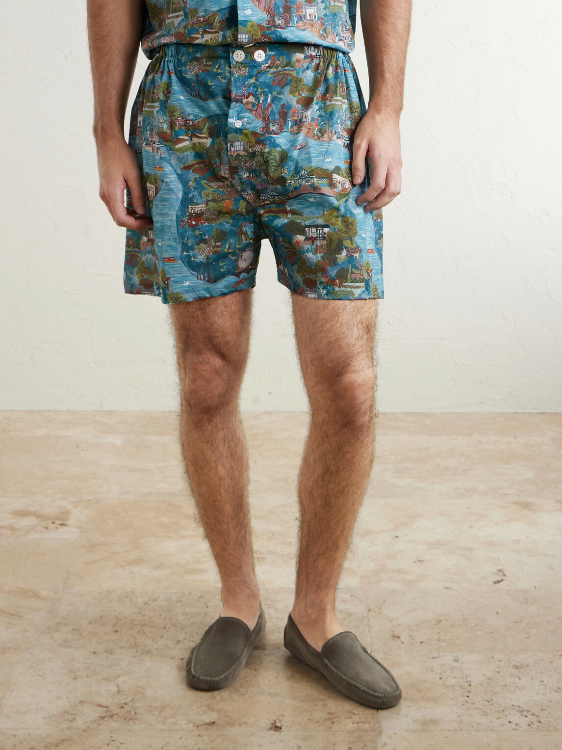 Derek Rose - Ledbury 100 Printed Cotton Pyjama Set - Blue