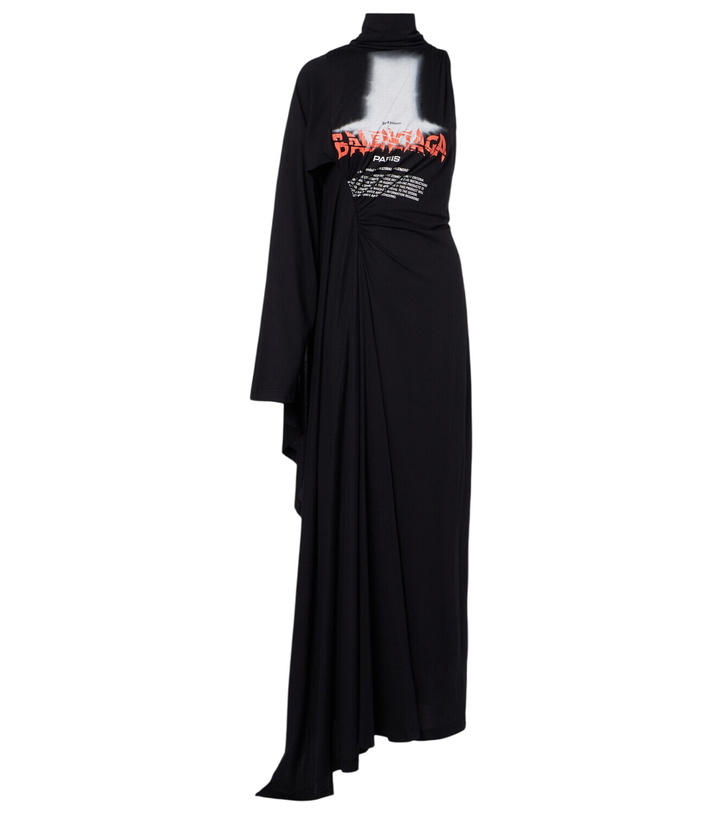 Photo: Balenciaga Logo caped cotton jersey maxi dress